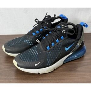Nike Air Max 270 Running Shoes Black Blue Men's Size 10 "Blue Fury" READ